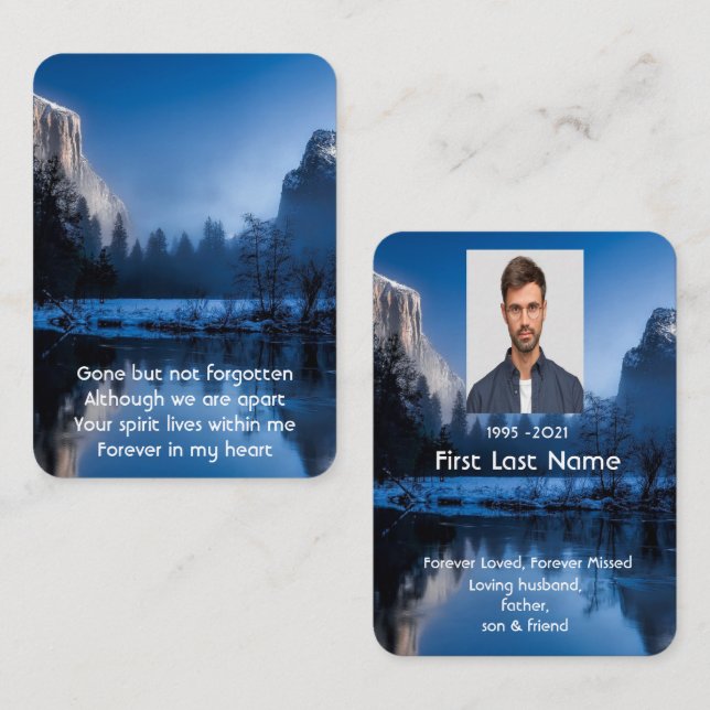 Tarjeta De Visita Foto conmemorativa plegaria Nieve de invierno en M (Anverso / Reverso)