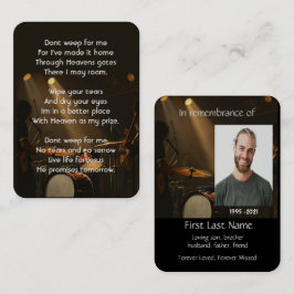 Tarjeta De Visita Foto conmemorativa plegaria percusionista tambor b