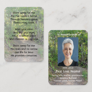Tarjeta De Visita Foto conmemorativa Ruta cristiana de los bosques t