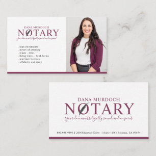 Tarjeta De Visita Foto de Agente de Firma Notarial Pública Moderna