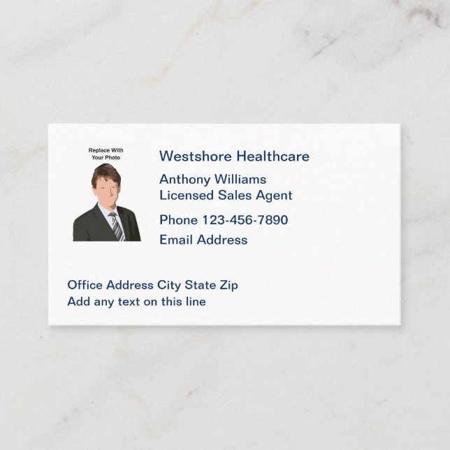Tarjeta De Visita Foto de agente de ventas de atención médica con li (Anverso)