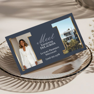 Tarjeta De Visita Foto de Agente Inmobiliario de Lujo con Clase Prof