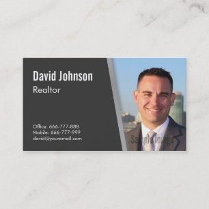 Tarjeta De Visita Foto de Agente Inmobiliario Negro Profesional Mode