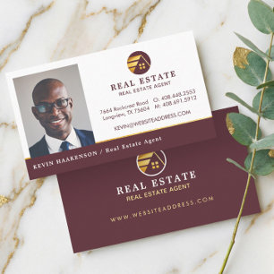 Tarjeta De Visita Foto de Agente Inmobiliario Profesional Burgundy G