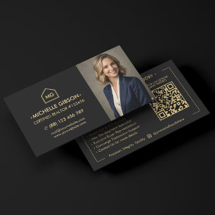 Tarjeta De Visita Foto de Agente Inmobiliario Profesional Elegante e