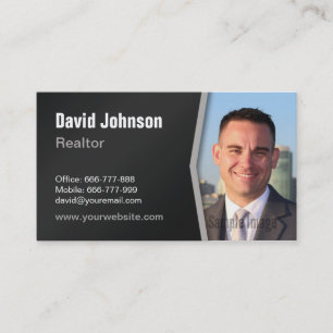 Tarjeta De Visita Foto de Agente Inmobiliario Profesional Moderno