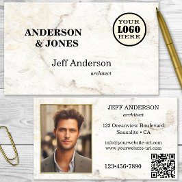 Tarjeta De Visita Foto de Arquitecto Profesional Modern Marble Gold