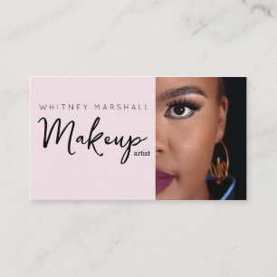 Tarjeta De Visita Foto de artista de maquillaje con icono social de 