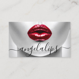 Tarjeta De Visita Foto de artista de maquillaje labios rojos con bri