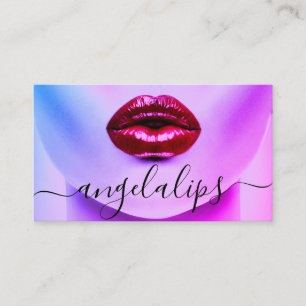 Tarjeta De Visita Foto de artista de maquillaje labios rojos con bri