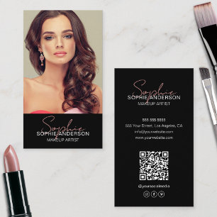 Tarjeta De Visita Foto de artista de maquillaje - Negro