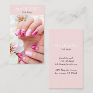 Tarjeta De Visita Foto de artista de uñas rosa rubor