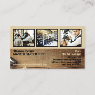 Tarjeta De Visita Foto de barbería salón de belleza rústico para hom
