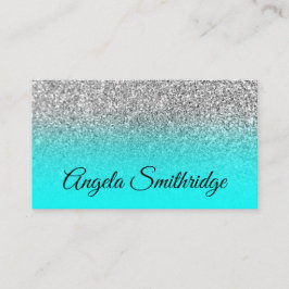 Tarjeta De Visita Foto de brillo de plata con ombre de aqua