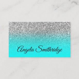 Tarjeta De Visita Foto de brillo de plata con ombre de aqua