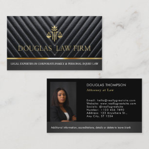 Tarjeta De Visita Foto de bufete de abogados de cuero negro
