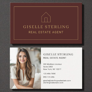 Tarjeta De Visita Foto de Casa Burdeos de Agente Inmobiliario Minima