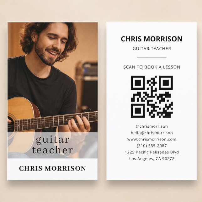 Tarjeta De Visita Foto de código QR de profesor de guitarra (Subido por el creador)