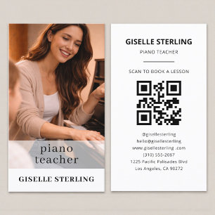Tarjeta De Visita Foto de código QR de profesor de piano