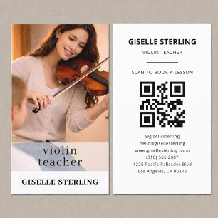 Tarjeta De Visita Foto de código QR de profesor de violín