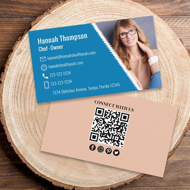 Tarjeta De Visita Foto de código QR Personalizado moderno | Conectar (Subido por el creador)