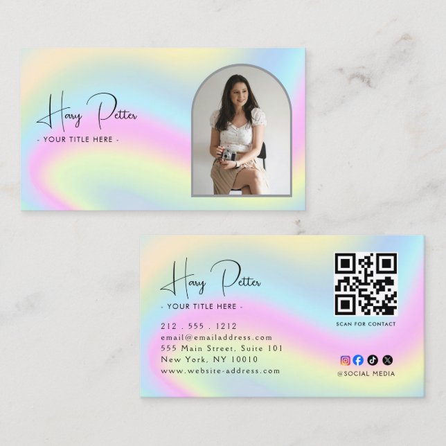 Tarjeta De Visita Foto de código QR profesional (Anverso / Reverso)