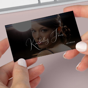 Tarjeta De Visita Foto de código QR simple negro moderno