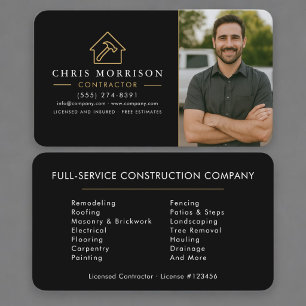 Tarjeta De Visita Foto de construcción en negro oro