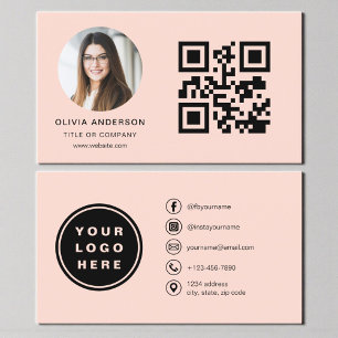 Tarjeta De Visita Foto de coral con código QR en redes sociales