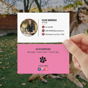 Tarjeta De Visita Foto de cuidado de mascotas con huella de pata min