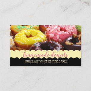 Tarjeta De Visita Foto de Donut Sabroso Rosa Marrón