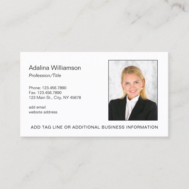 Tarjeta De Visita Foto de Ejecutivo Profesional (Anverso)