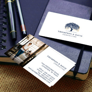 Tarjeta De Visita Foto de empleado profesional de Willow Tree Busine