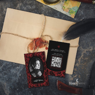 Tarjeta De Visita Foto de encaje rojo y negro victoriano gótico temp