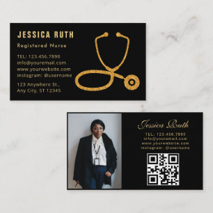 Tarjeta De Visita Foto de Enfermera Registrada Profesional Código QR