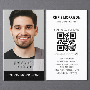 Tarjeta De Visita Foto de entrenador personal de código QR para gimn