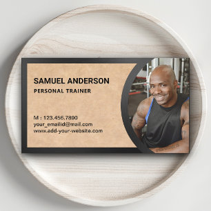 Tarjeta De Visita Foto de Entrenador Personal de Rustic Kraft Fitnes