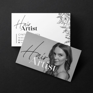 Tarjeta De Visita Foto de estilista de pelo elegante y trendy en bla