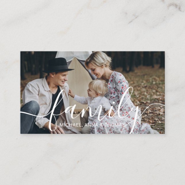Tarjeta De Visita Foto de familia Personalizado con nombre personali (Anverso)