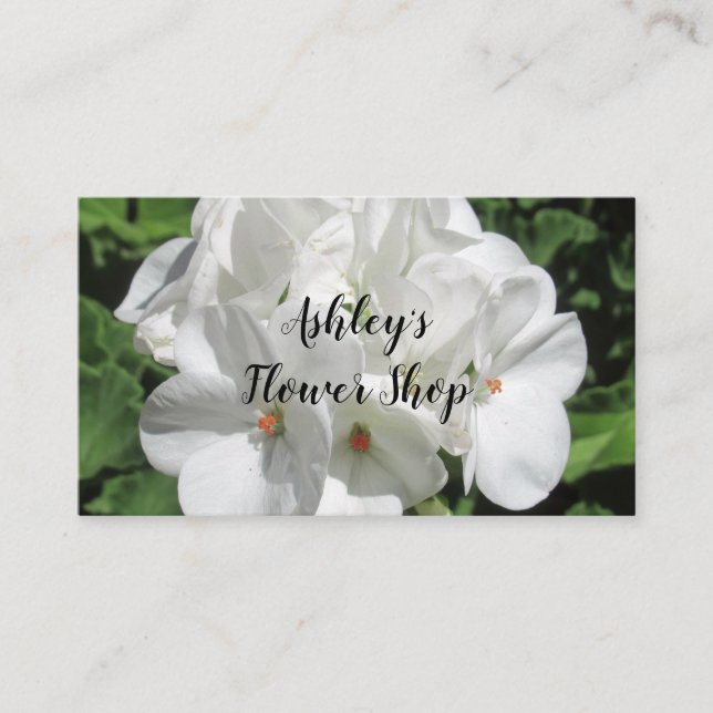 Tarjeta De Visita Foto de flor de geranio blanco bonito (Anverso)