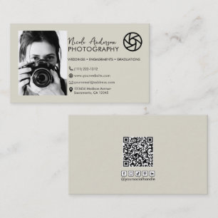 Tarjeta De Visita Foto de fotografía de logotipo frontal minimalista