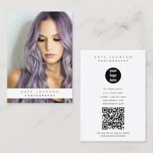 Tarjeta De Visita Foto de fotógrafo con logotipo de negocios de moda