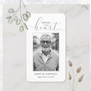 Tarjeta De Visita Foto de funeral en blanco y negro Simpatía Moderna