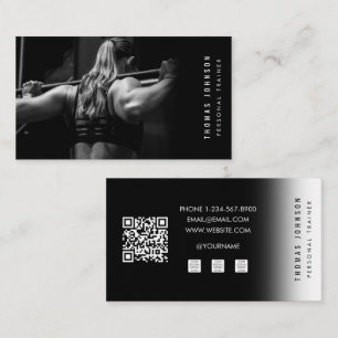 Tarjeta De Visita Foto de gimnasio del entrenador personal blanco ne