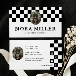 Tarjeta De Visita Foto de Influencer de Redes Sociales con Patrón de