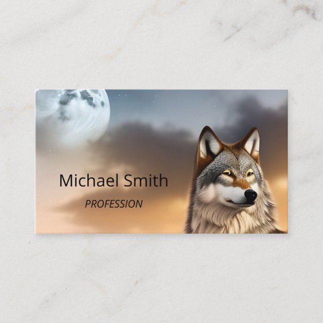 Tarjeta De Visita Foto De La Naturaleza De Wolf Y Moon (Anverso)