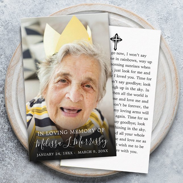 Tarjeta De Visita Foto de la oración conmemorativa del funeral (Funeral Memorial Prayer Photo Business Card)