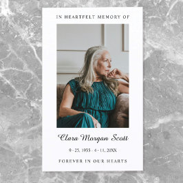 Tarjeta De Visita Foto de la oración funeraria elegante y minimalist