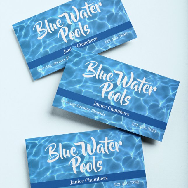 Tarjeta De Visita Foto De La Piscina Azul De Aqua (Swimming Pool Photo Business Cards)