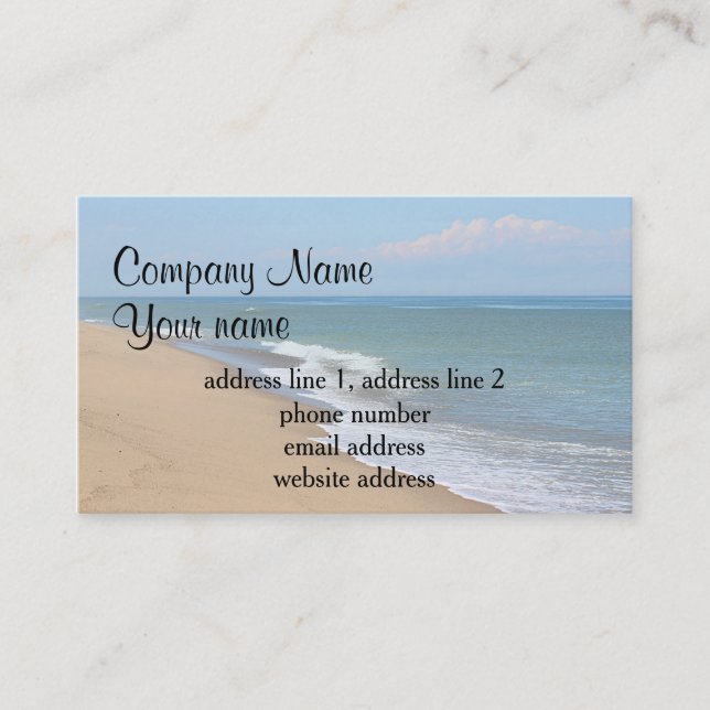 Tarjeta De Visita Foto de la playa del océano (Anverso)